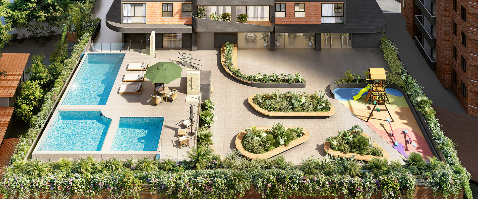 Piscina vista frontal